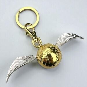 Harry Potter Golden Snitch Keychain Metal Wings Quidditch Gold Silver Tone